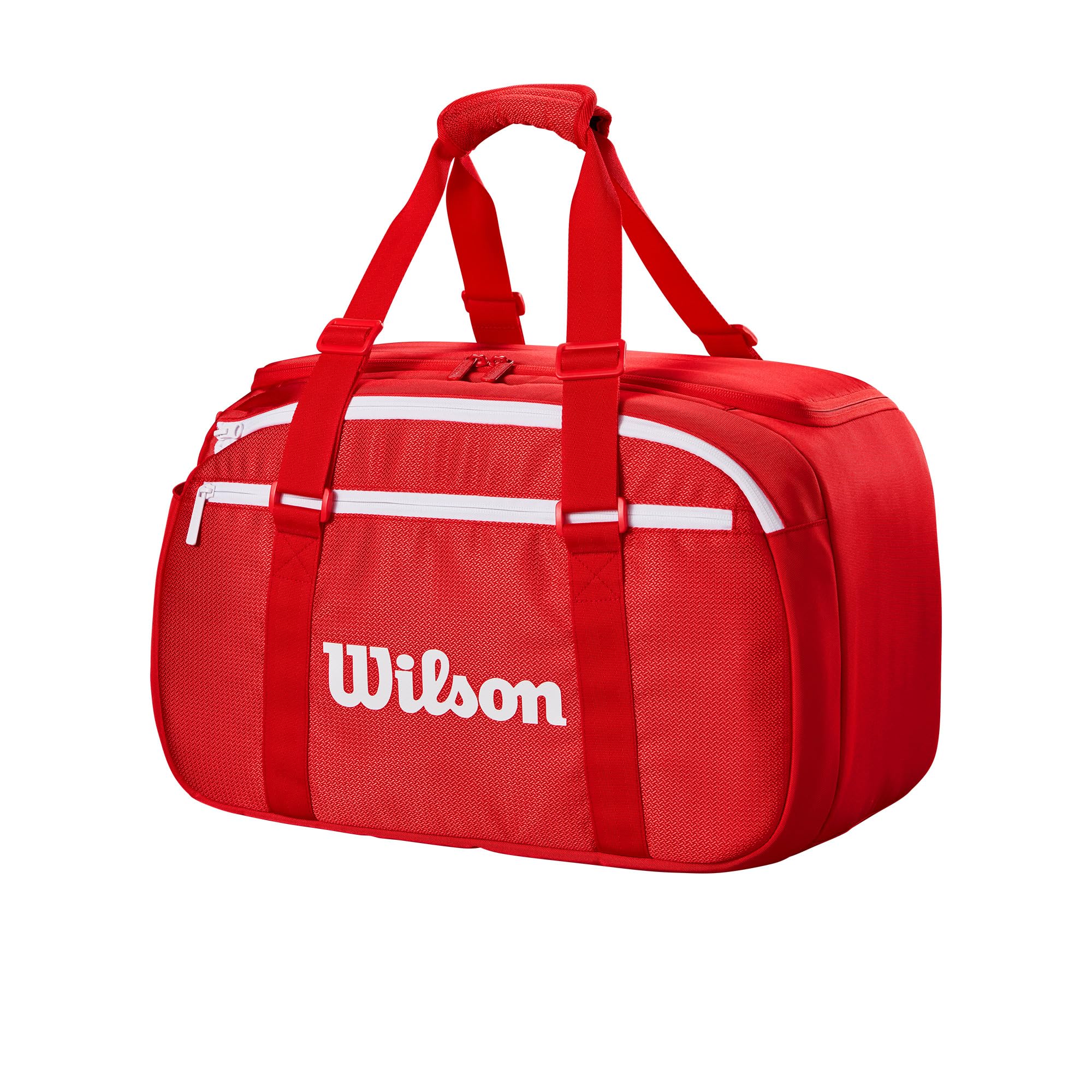 WILSON 2025 Super Tour Red Small Tennis Duffle - Red/White, Holds up to 2 Rackets