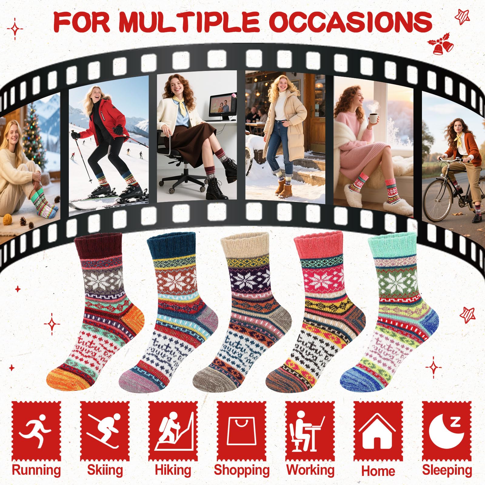 Airabc Thermal Winter Women Socks 5 Pairs Warm Christmas Socks for Women product thumbnail 6