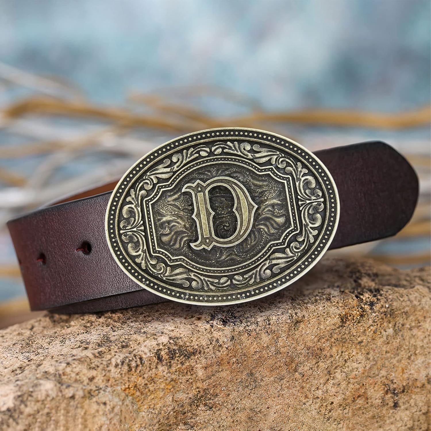 Btilasif Western Belt Buckle Initial Letters ABCDEFG to Z Cowboy Rodeo Belt Buckle for Men Women Cowboy Cowgirl - Image 4