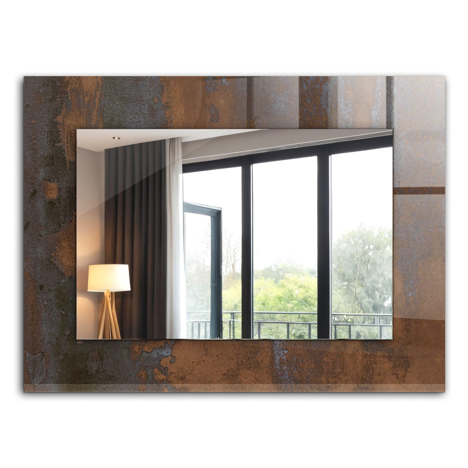 Miroir cadre imprimé métal rouillé Tulup 80x60cm horizontal vertical
