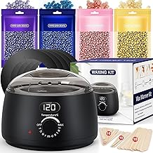 IFANZETECH Calentador de Cera Depilatoria Facial - maquina cera caliente depilacion con LCD Temperature para Depilación en Casa para Todo Tipo de Cabello,Cejas, Faciales, Bikini para mujer y Hombre