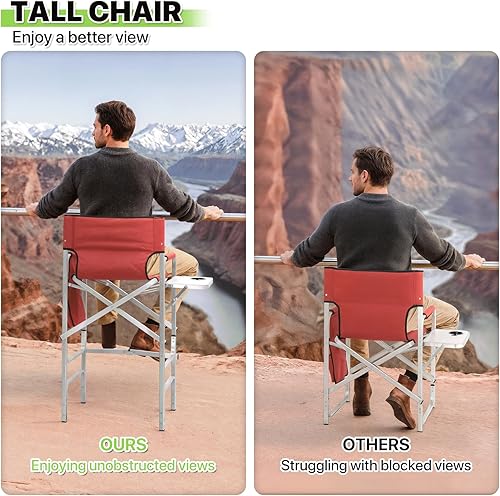 Miniatura 9 de Magshion Silla plegable de directores altos de 31 pulgadas de altura con mesa auxiliar, silla plegable portátil para artista de maquillaje, color