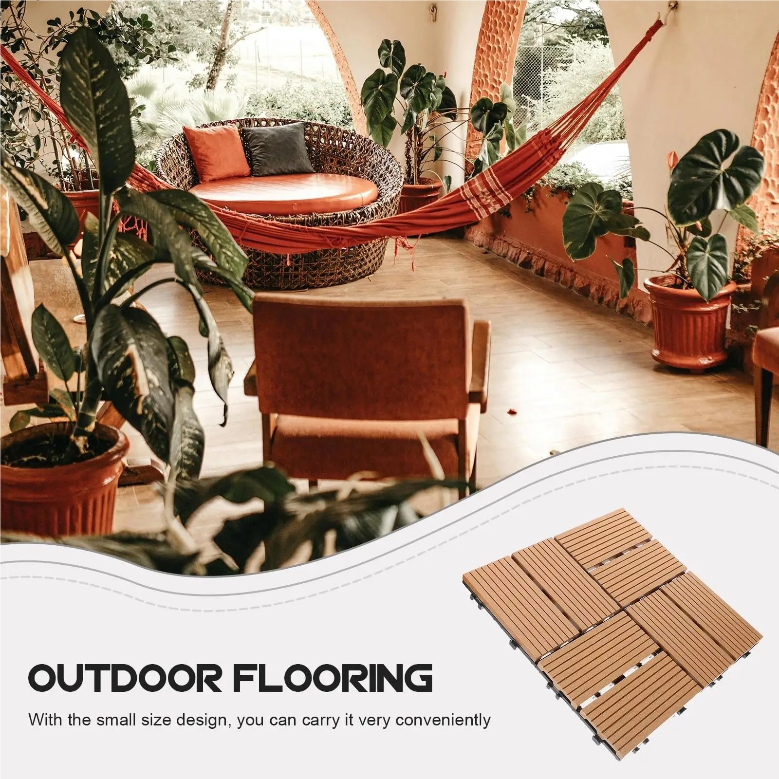 1 metro quadrato 11 pezzi piastrelle for pavimento in plastica di legno giallo for balcone, pavimentazione ad incastro for giardino e patio Per la pavimentazione esterna