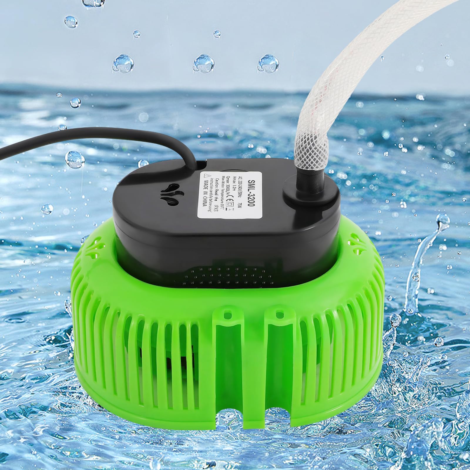 659.9GPH Water Pump with Automatic On/Off, Automatic Submersible Pump with 5M Hose, 7.5FT Power Cord, Sump Pump for Draining Pool Covers Ponds Tubs (Green)
