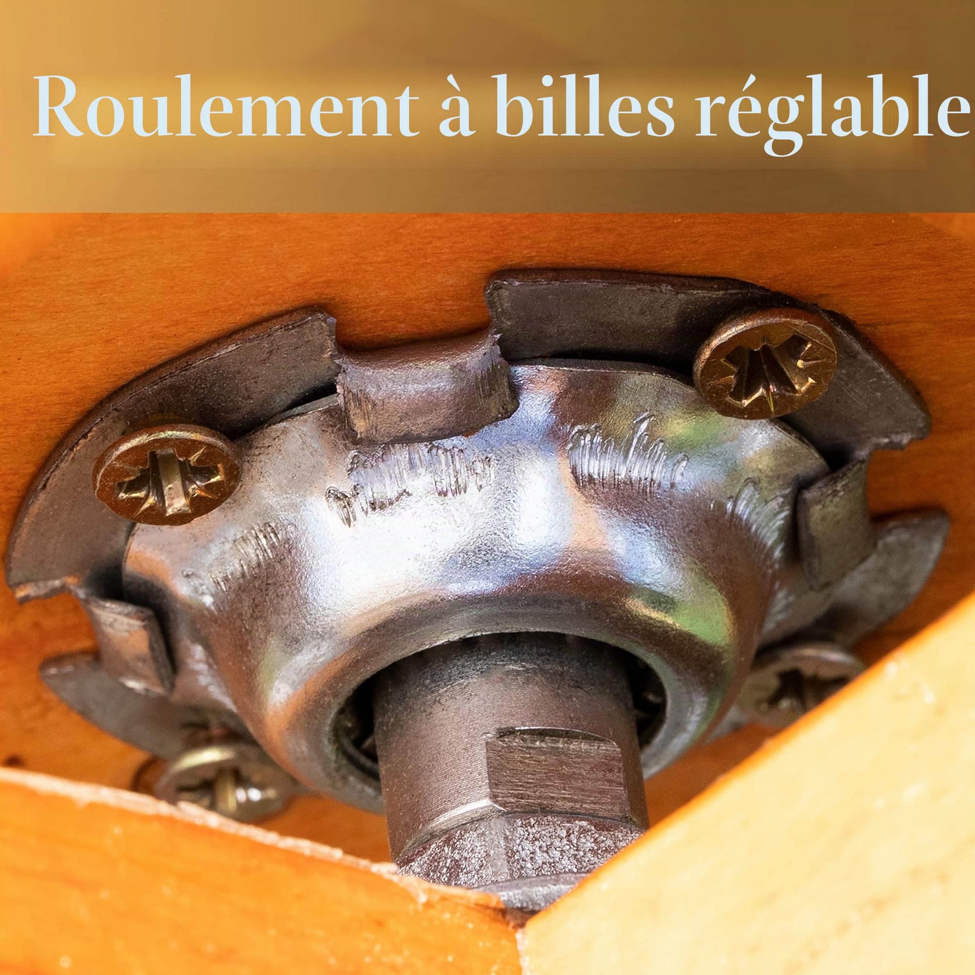 Moulin à Vent en Bois Avec Roulement à Billes 1,0 M Bitum Foncé, Éclairage Solaire, Supplémentaire à l'Arrière de la Tête, Imprégné, Réglable