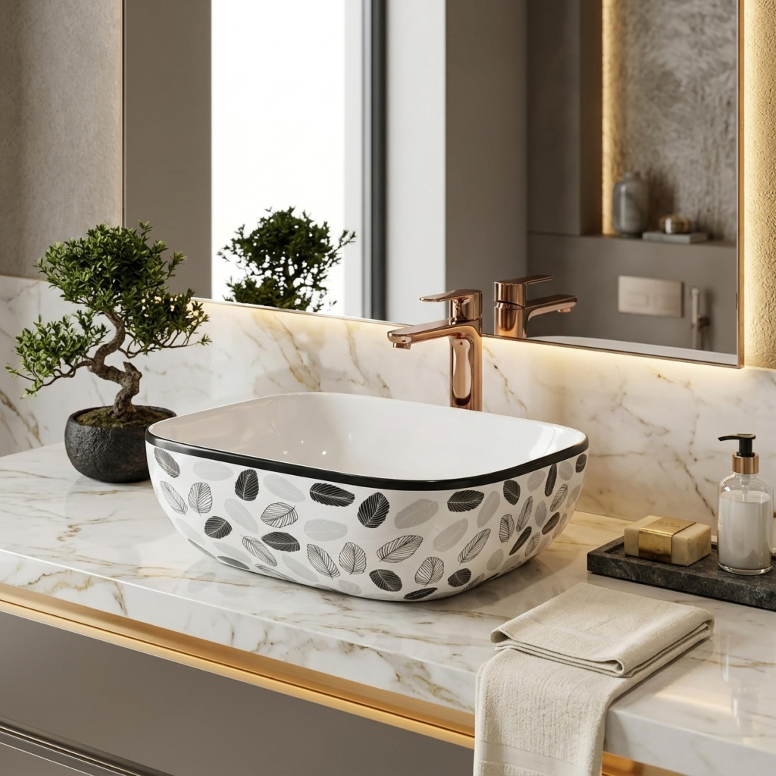 Reyal Ceramic Wash Basin - Modern Vessel Sink -19