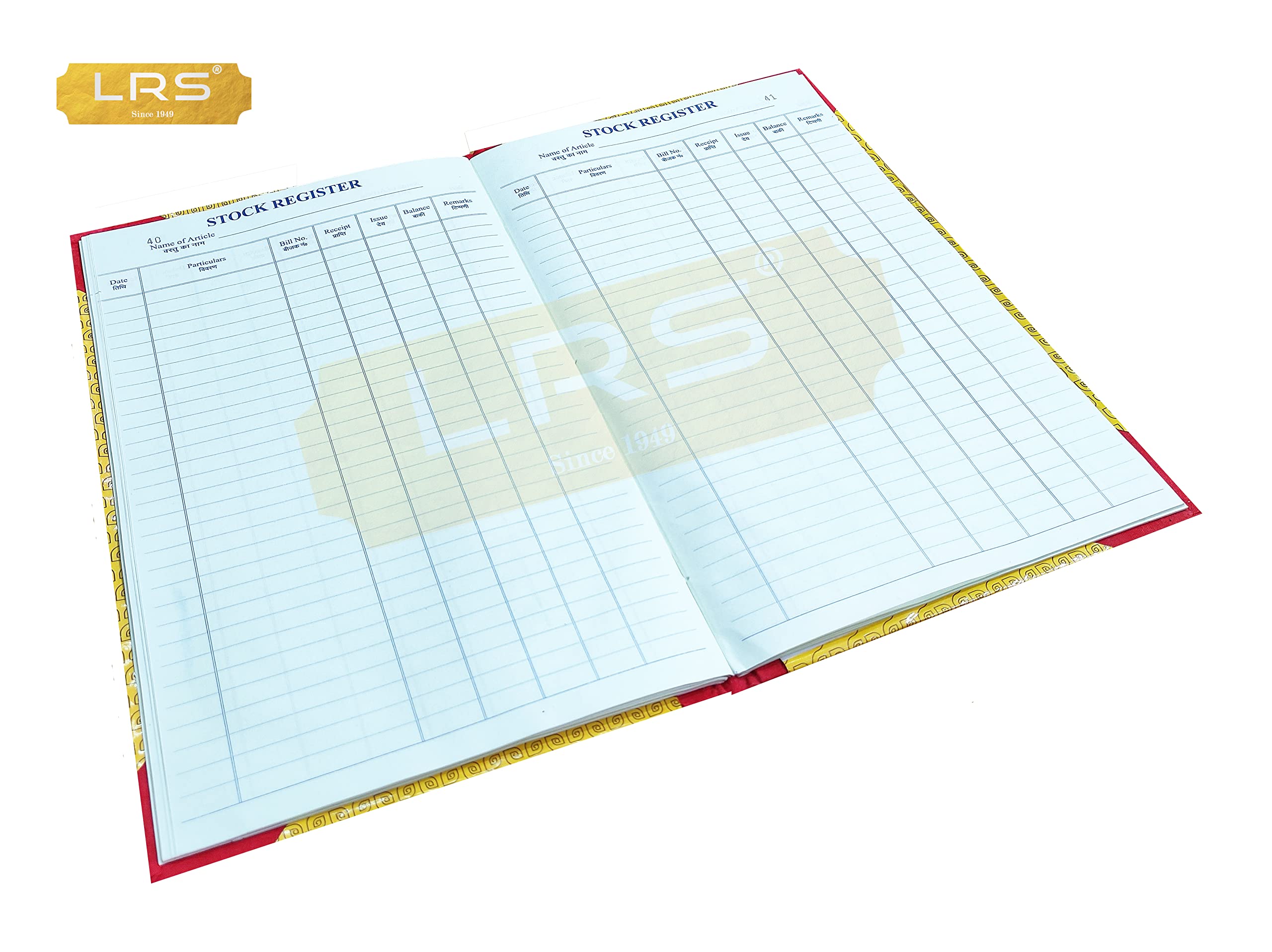 LRS Format du registre de stock – 32 x 20 cm – Reliure rigide – Papier grand livre 70 g/m² (90 pages – Lot de 5)