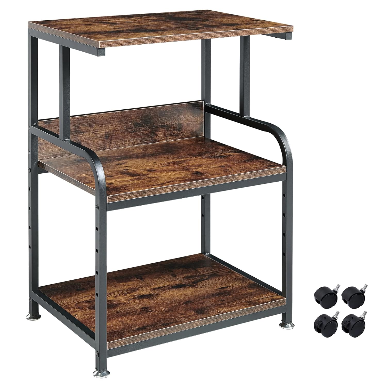 Printer Table Stand with Height Adjustable Shelf 3 Tier Rolling Printer Cart with Wheels for Home Office Storage