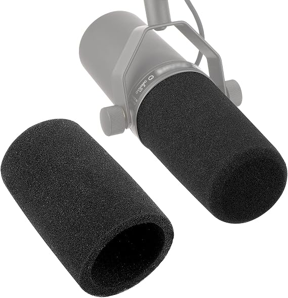 SM7B Pop Filter - Mic Foam Cover Compatible with Shure SM7B Vocal Dynamic Microphone Black Windscreen Noise Cancellation
