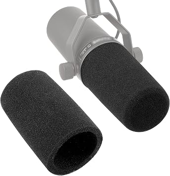 SM7B Pop Filter - Mic Foam Cover Compatible with Shure SM7B Vocal Dynamic Microphone Black Windscreen Noise Cancellation