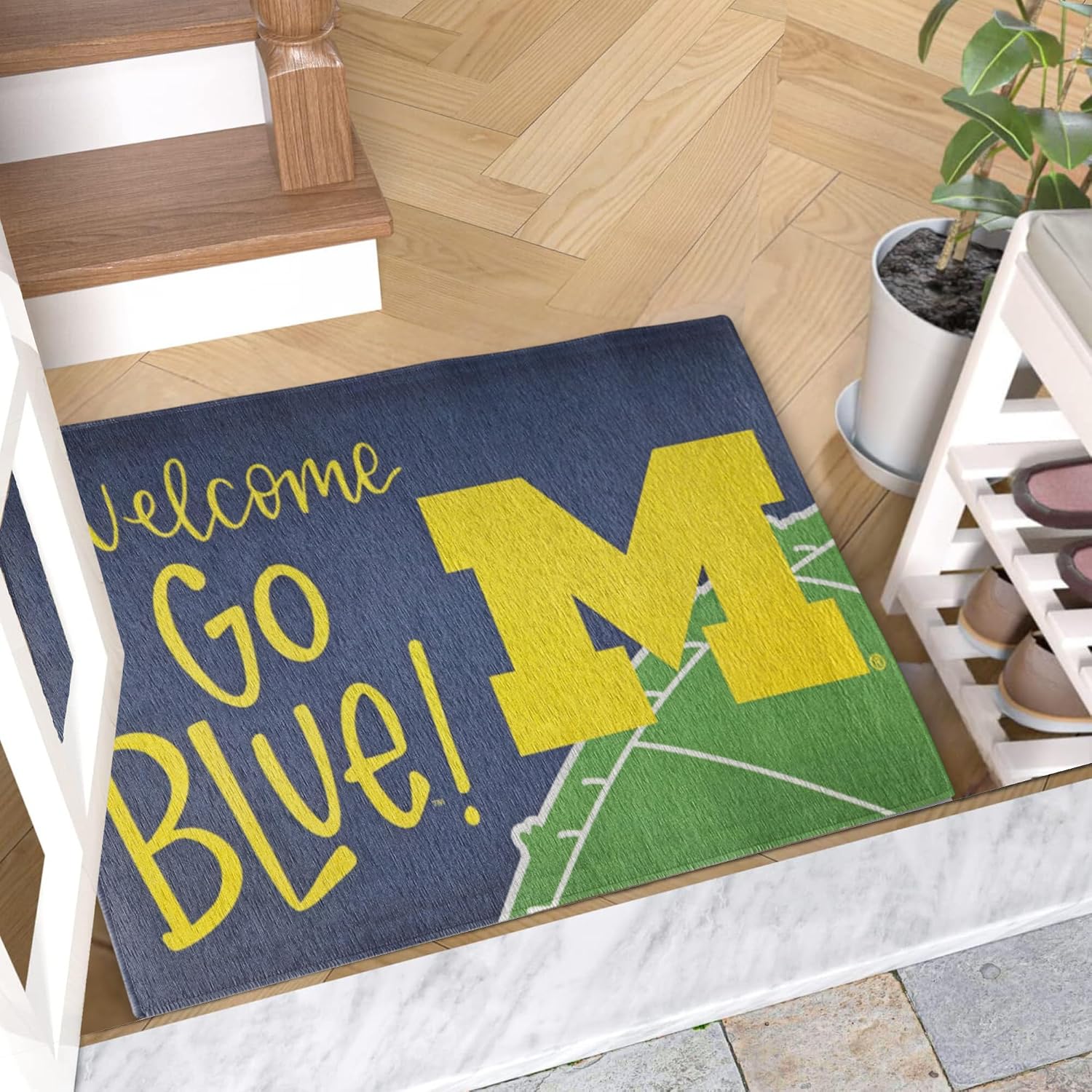 Magnolia Lane University of Michigan Entryway Doormat - Premium 18x30 Inch Welcome Mat Durable Low Profile Non-Slip Mat - Perfect Home Decor - Gift for Wolverines Students, Fans & Alumni