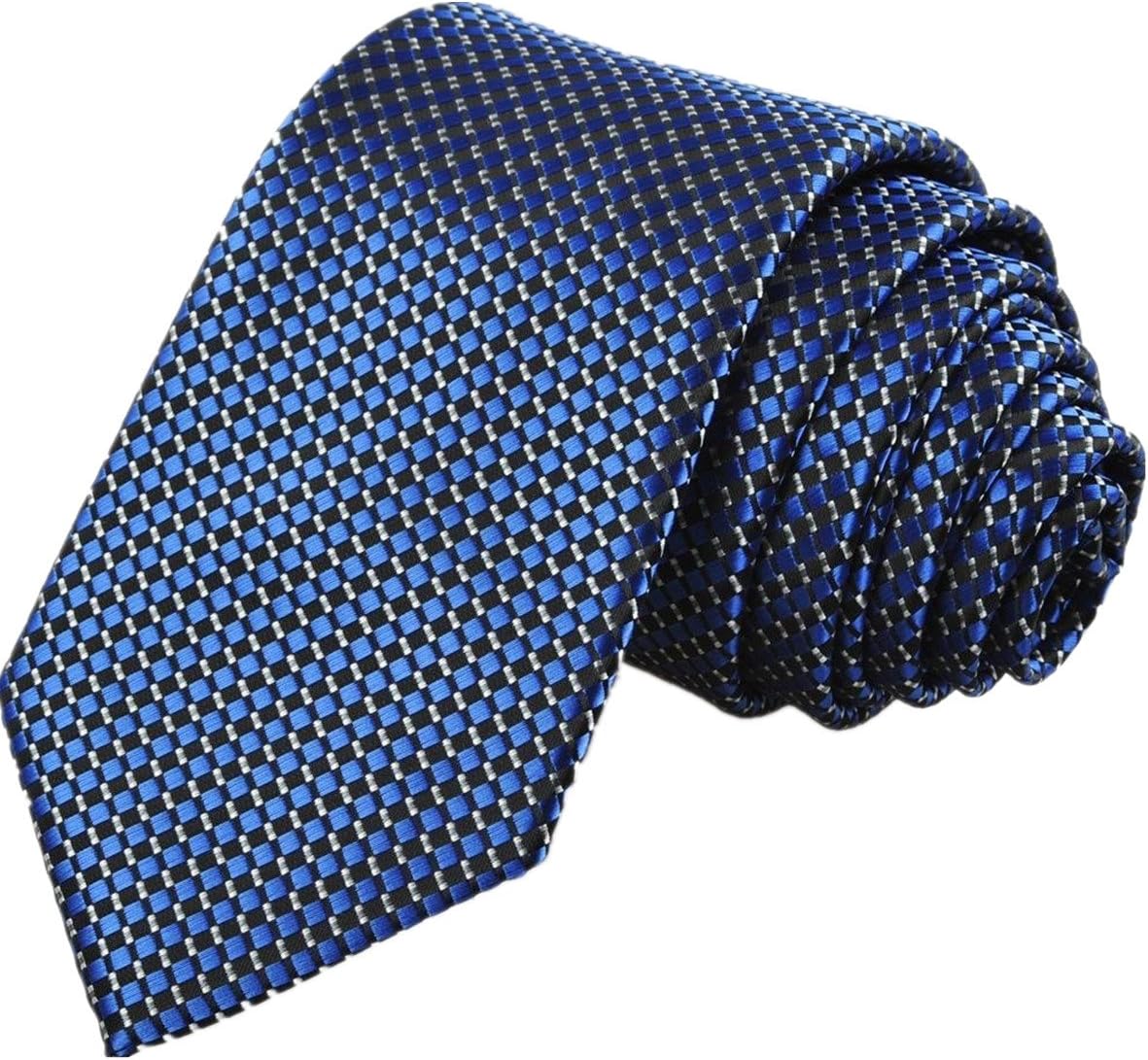 COLORU Checked Pure 57'' inches Microfiber Formal Men's Neck Tie Suits Party Office Necktie (Navy)