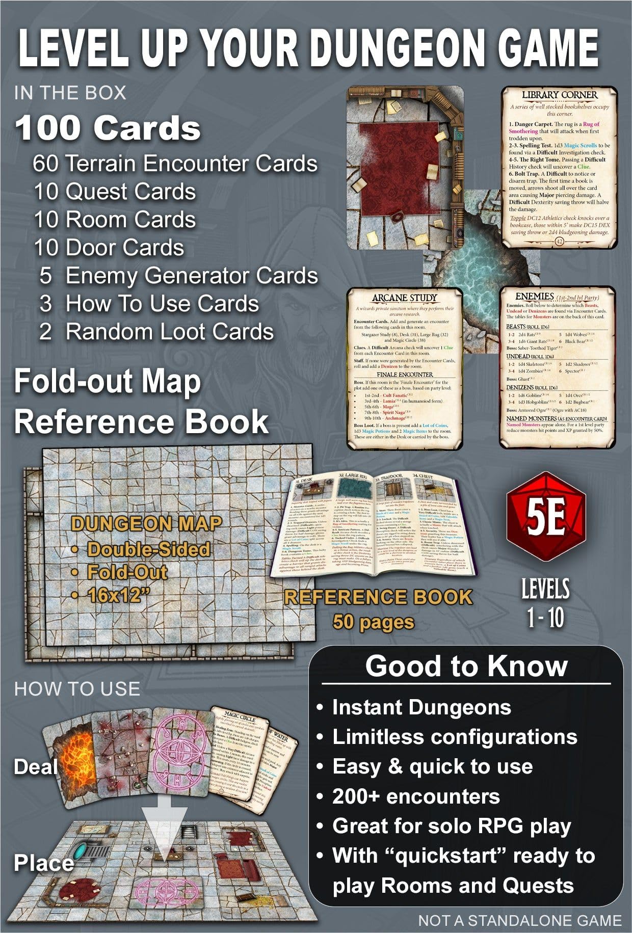 Loke Battlemats | Dungeon Designer's Deck | 100 Cards to Level Up Your Dungeon Game | RPG Accessoires