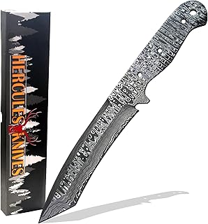 Custom Hand Forged Damascus Steel Blank Blade Tanto Hunting Knife Damascus Blade Billet Handmade Knife Making Supply (Ladder Pattern) - Hercules Knives