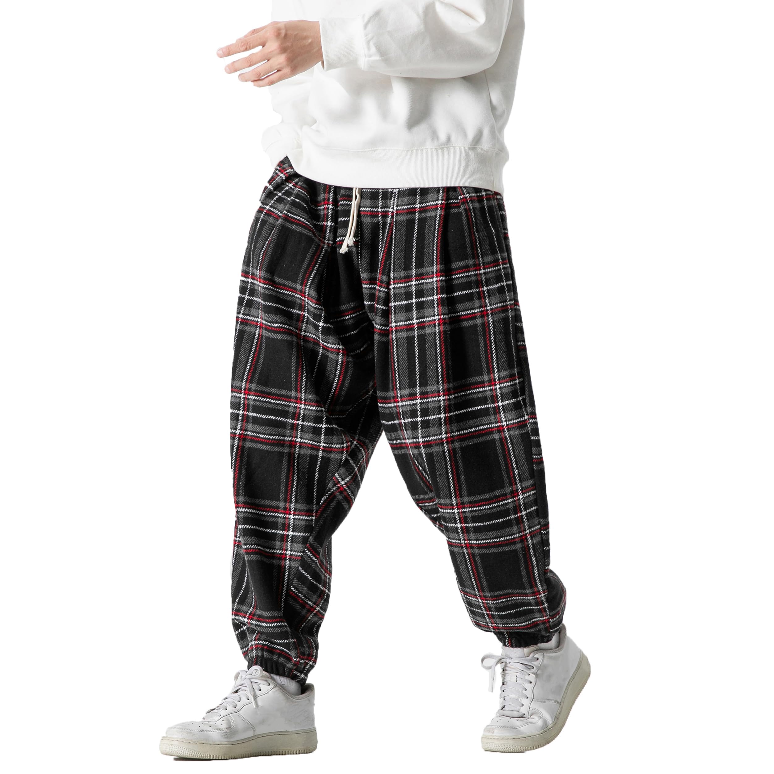 PRIJOUHE Men's Joggers Sweatpants Casual Wide Leg Jogger Pants Lightweight Sweat Pants with Pockets