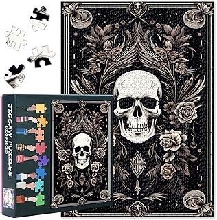 Comprar Puzles de calaveras y rosas oscuras sobre fondo negro, 1000 piezas, rompecabezas para adultos, 50 x 70 cm