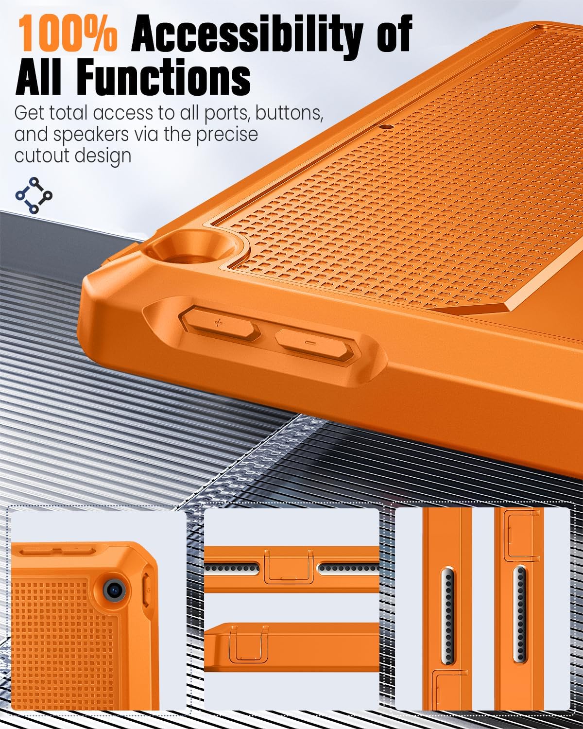 MoKo Case Fit 2018/2017 iPad 9.7 6th/5th Generation - [Heavy Duty] Shockproof Full Body Rugged Hybrid Cover with Built-in Screen Protector Compatible with Apple iPad 9.7 Inch 2018/2017, Orange