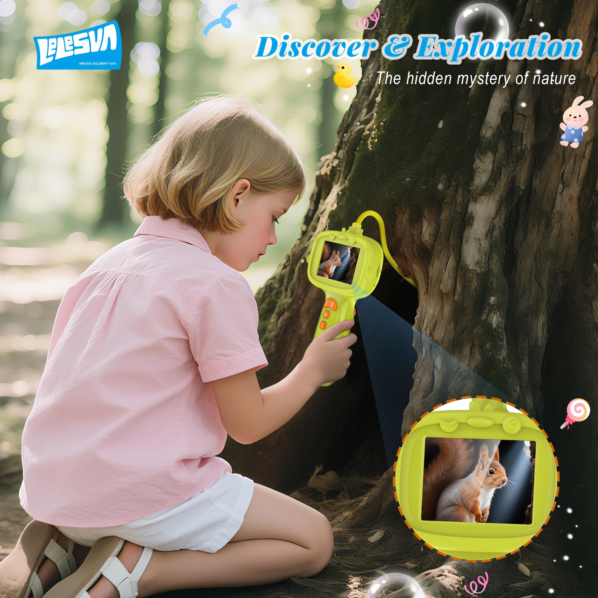 Endoscopio per bambini con luce, telecamera a serpente con boroscopio unico, giocattoli educativi scientifici per regali di compleanno di Natale per bambini di 3 4 5 6 7 8 9 10 anni