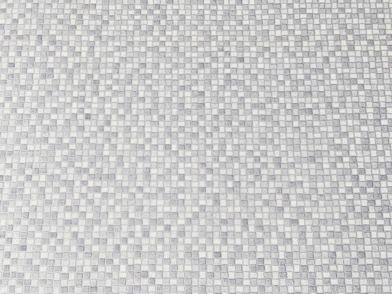PVC Bodenbelag Vinylboden in silber grauen Kästchen, Zuschnitt (2m breit / 3m lang)