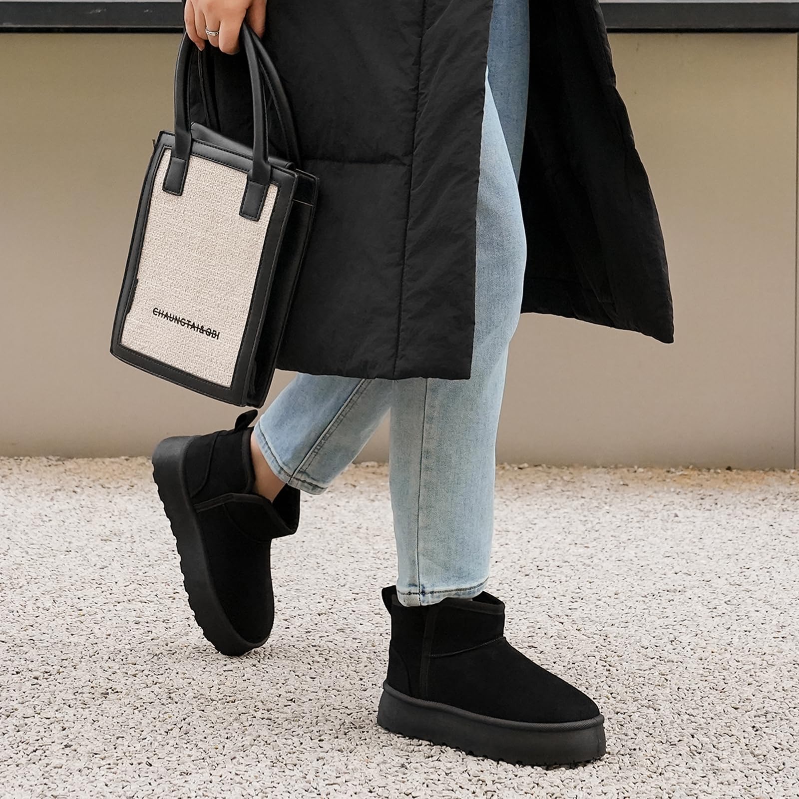 Pelbiuqik Stivali Donna Invernali Classic Platform alla Moda Scarpe da Neve, Impermeabile Caldo con Antisdrucciolo Stivaletti