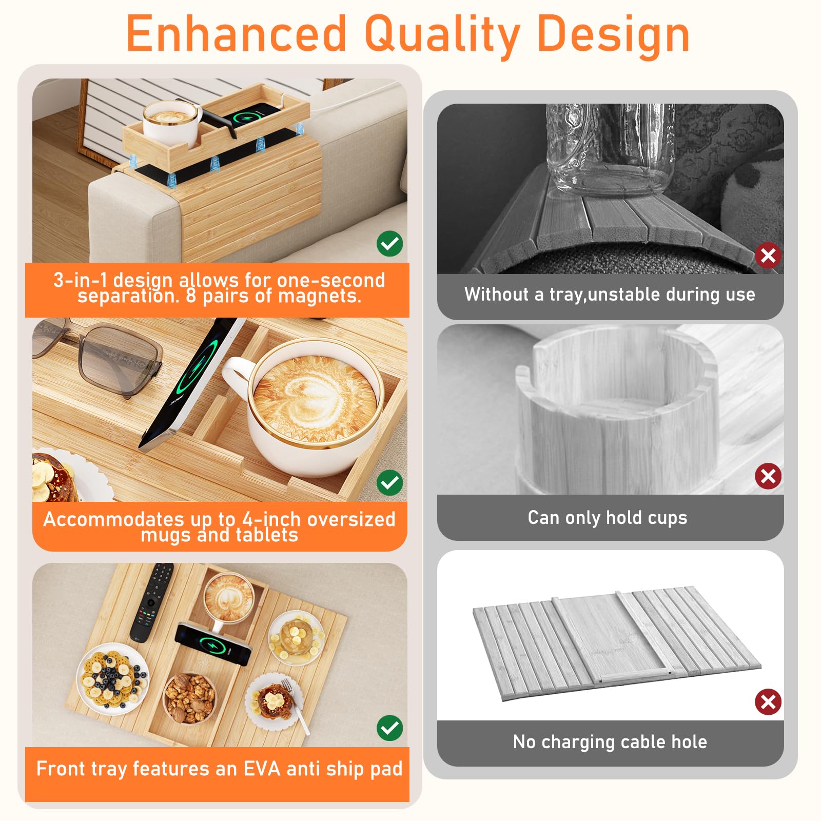 Plateau De Canapé En Bambou Pour Canapé, Accoudoir De Canapé, Bras