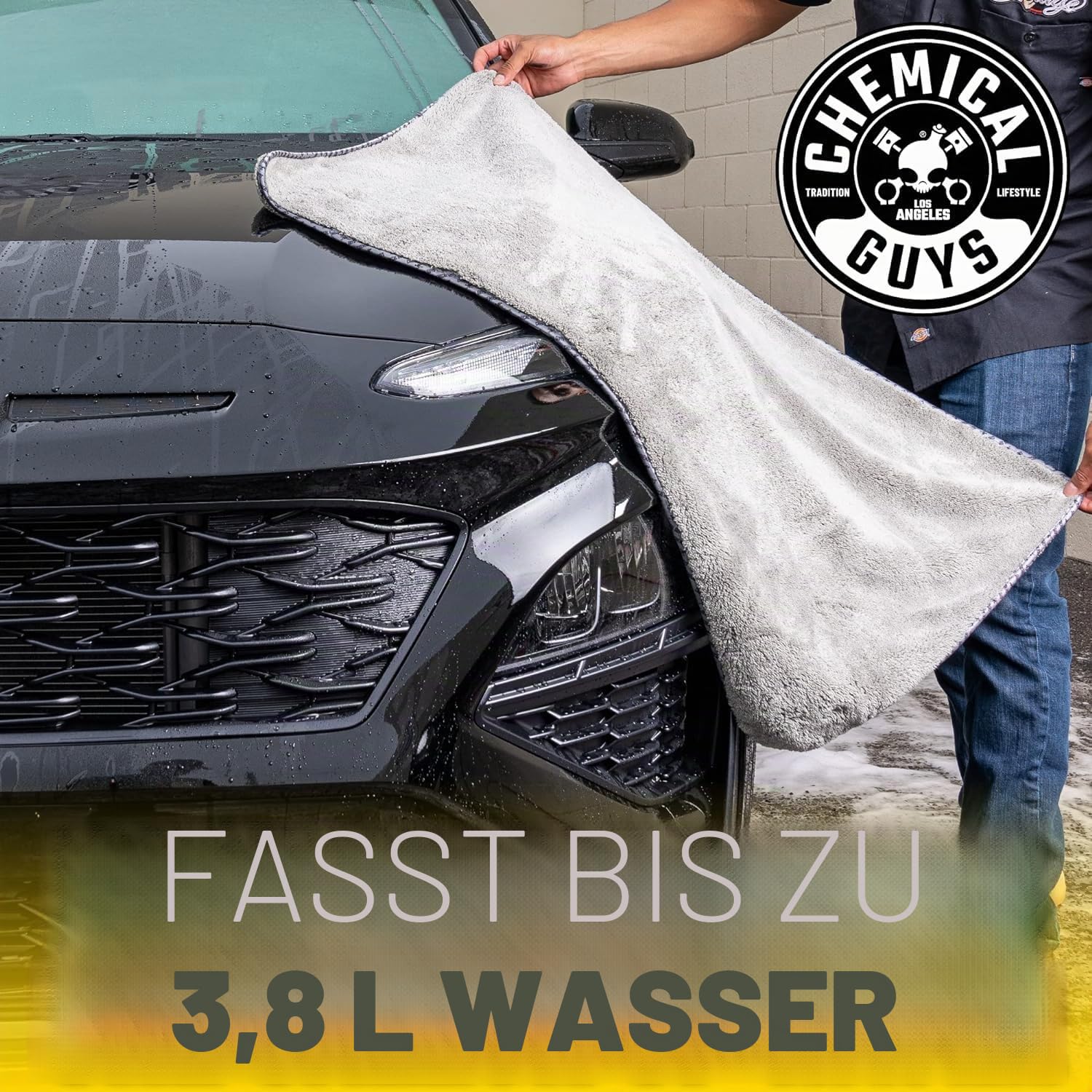 Chemical Guys Woolly Mammoth Mikrofaser Trockentuch 880g/m² Poliertuch Seidenband - Einfassung
