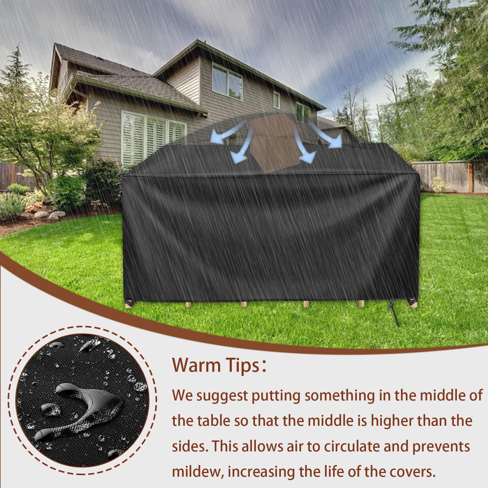 Funda Rectangular Para Mesa De Jardín, Impermeable, Para Muebles De Jardín, Lona Oxford 180 X 120