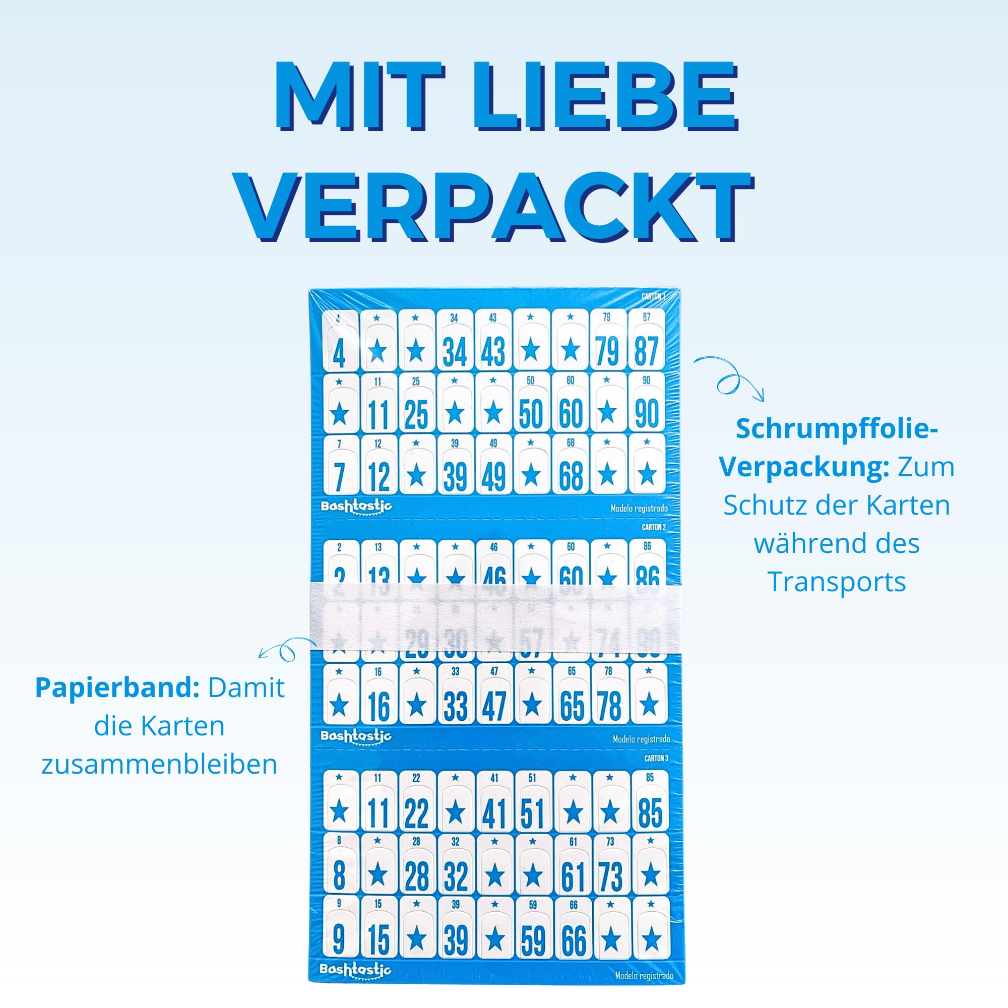 Bingo Karten - Gestanzte Bingokarten, Bingo Spiel Erwachsene, Wiederverwendbare Bingokarten, nummeriert und unterschiedlich voneinander. (Blau, 1008 Bingo Karten)