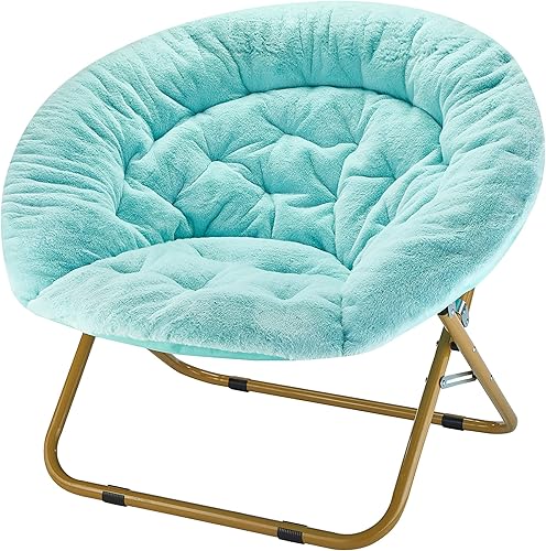 Urban Shop Silla de platillo de piel sintética de conejo de gran tamaño, aguamarinadorado