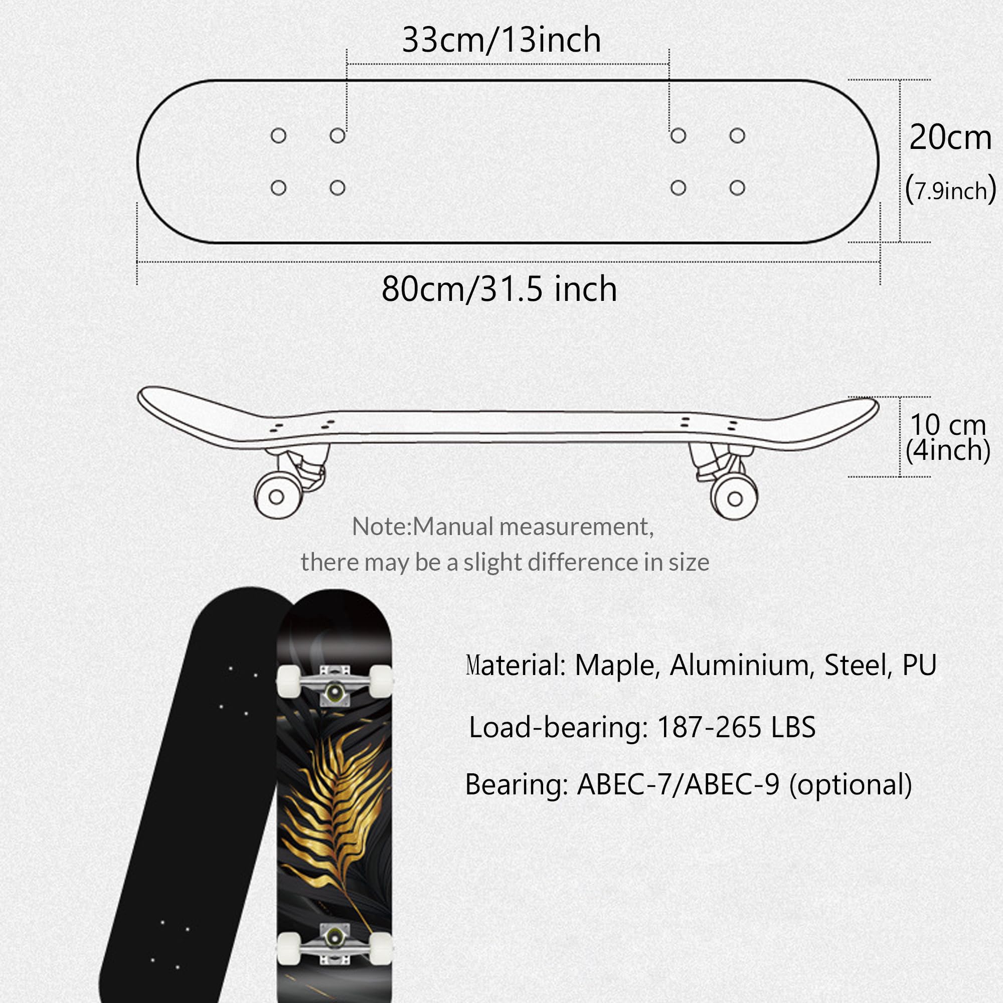 Skateboard Personalizzato con Foto e Testo, Double Kick Concave Cruiser da 31"x8" (79x20cm) in Legno per Principianti, Ragazzi e Adulti, Tavola Personalizzabile per Trick e Custom Regalo