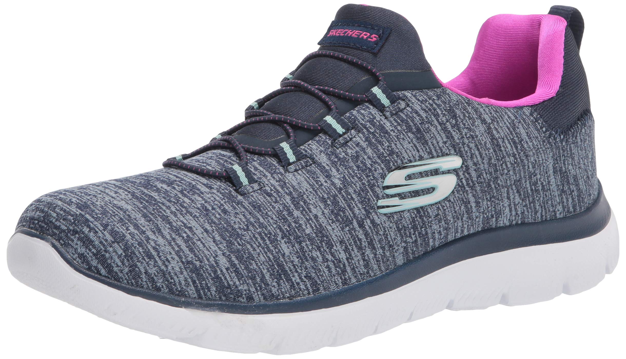 Skechers Women's Summits-Fast Trip Sneaker, Navy Blue Hot Pink, 4.5 UK
