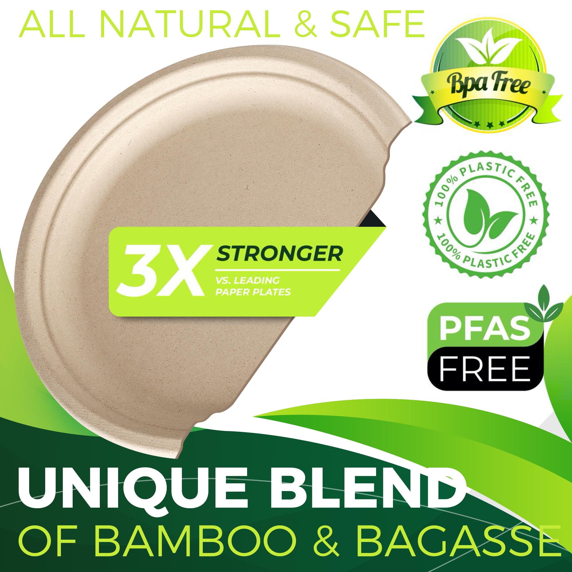 Compostable Plates - 150 Sugarcane Plates -3