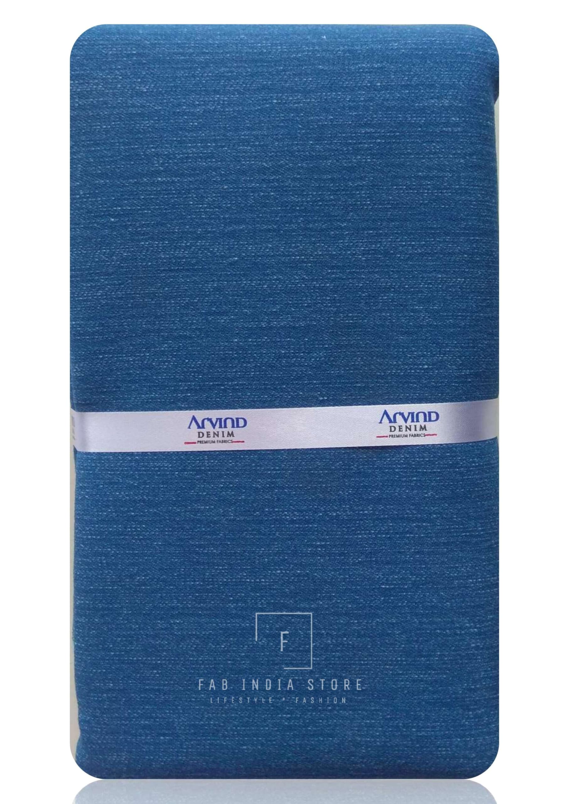 AD by Arvind Men'S And Women'S Unstitched Cotton Stretchable Denim Fabric Jeans Cloth (Aqua Blue, Free Size, 1.30 Meter)