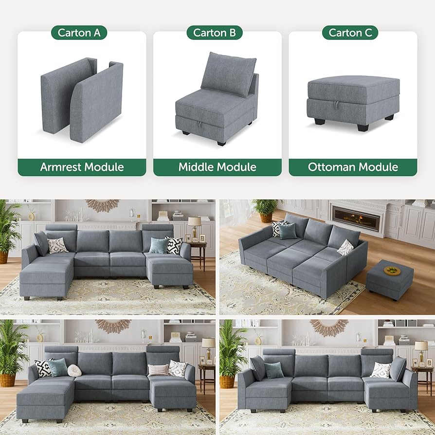 Amazon.com: HONBAY Modular Sofa Sectional Couch with Storage
