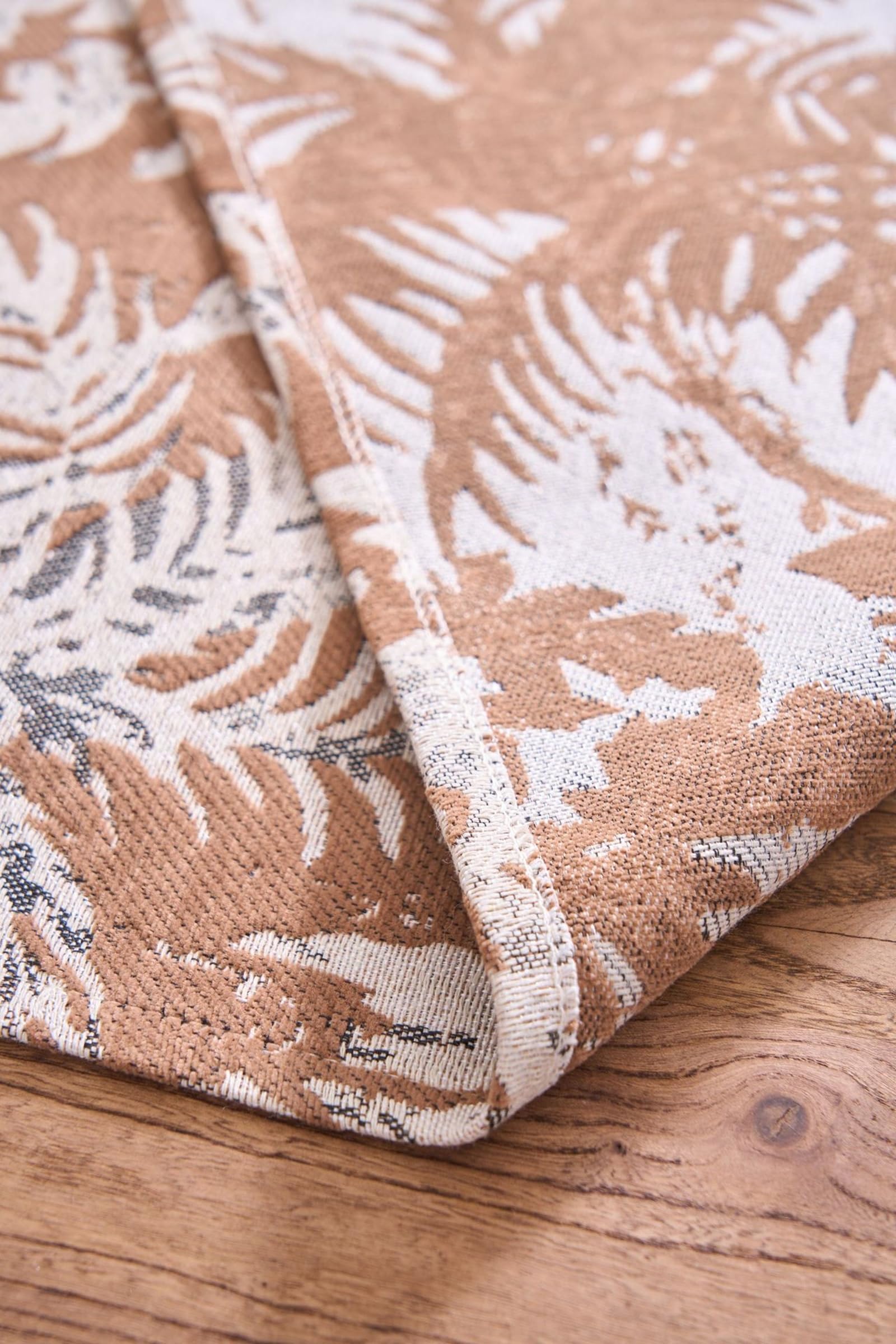 Khaki Tischläufer Polyester, Dekostoff Tischläufer Abwaschbar Tischband Jacquard Kokospalmen Muster mit Quasten Tischdecke für Küche Esstisch Hochzeit Dekor, 33x400 cm, Khaki