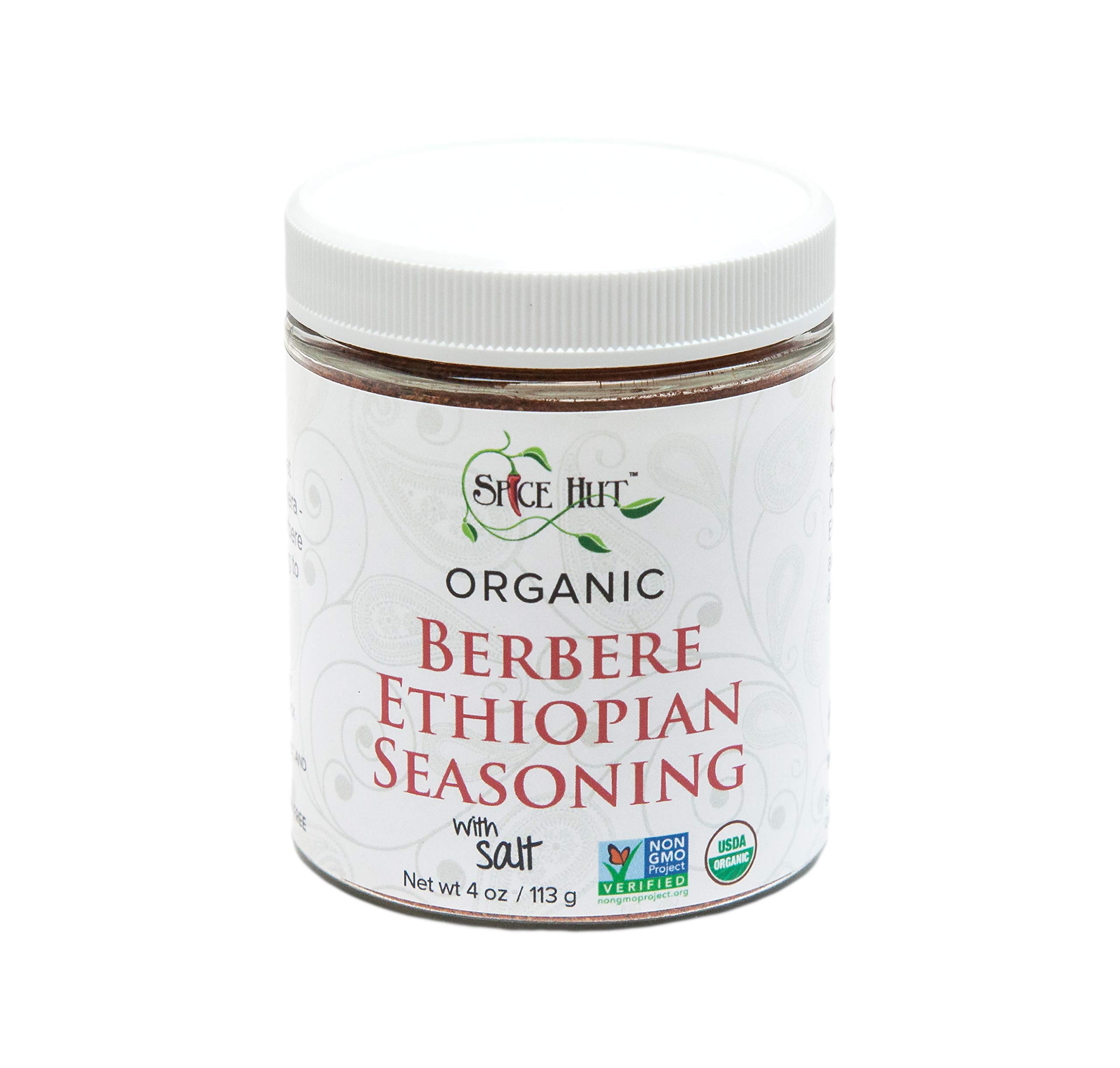 The Spice Hut Organic Berbere Seasoning, Authentic African Cooking Spice Blend, with Salt 4 Ounce. Glass Jar, 4 Ounce