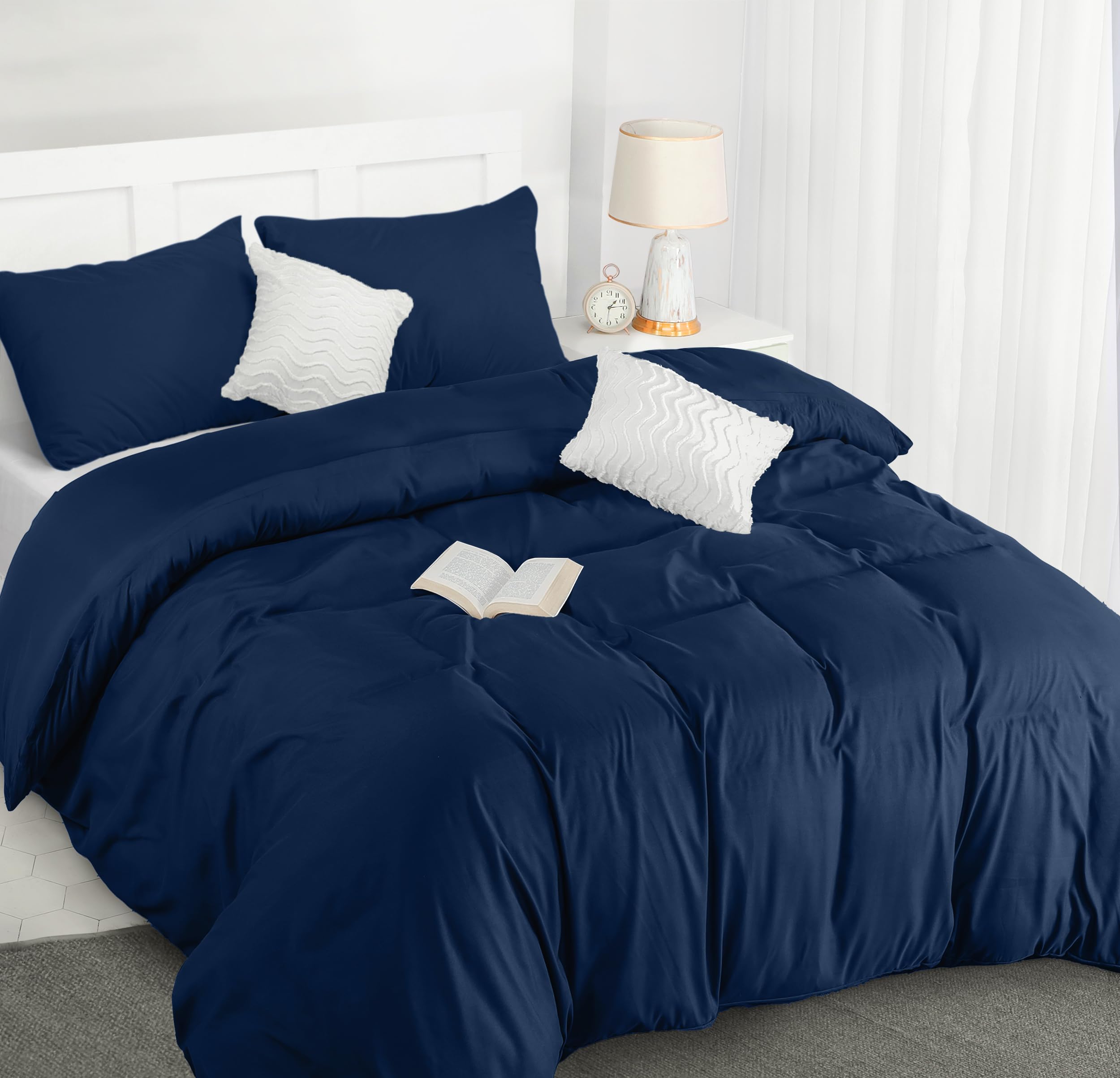 Utopia Bedding Copripiumino King Size - Microfibra Copripiumino 230x220cm + Federe 50x75cm - Blu Navy