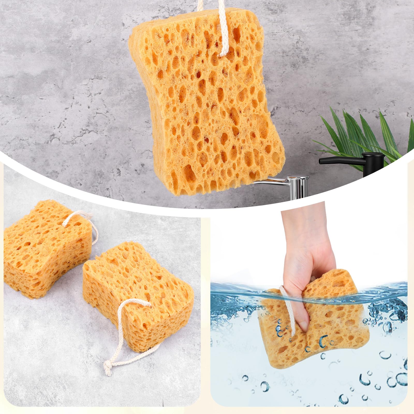 2 esponjas de baño, esponjas de ducha más grandes, esponja natural, exfoliante ultrasuave, espuma densa en forma de panal para mujeres y hombres, piel seca sensible