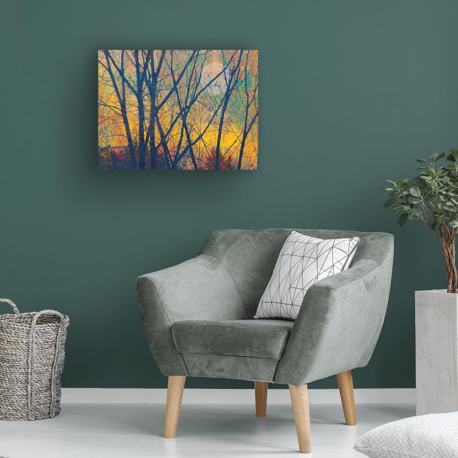 Vibrant Sunset Trees Landscape Canvas Art 19" x 14"