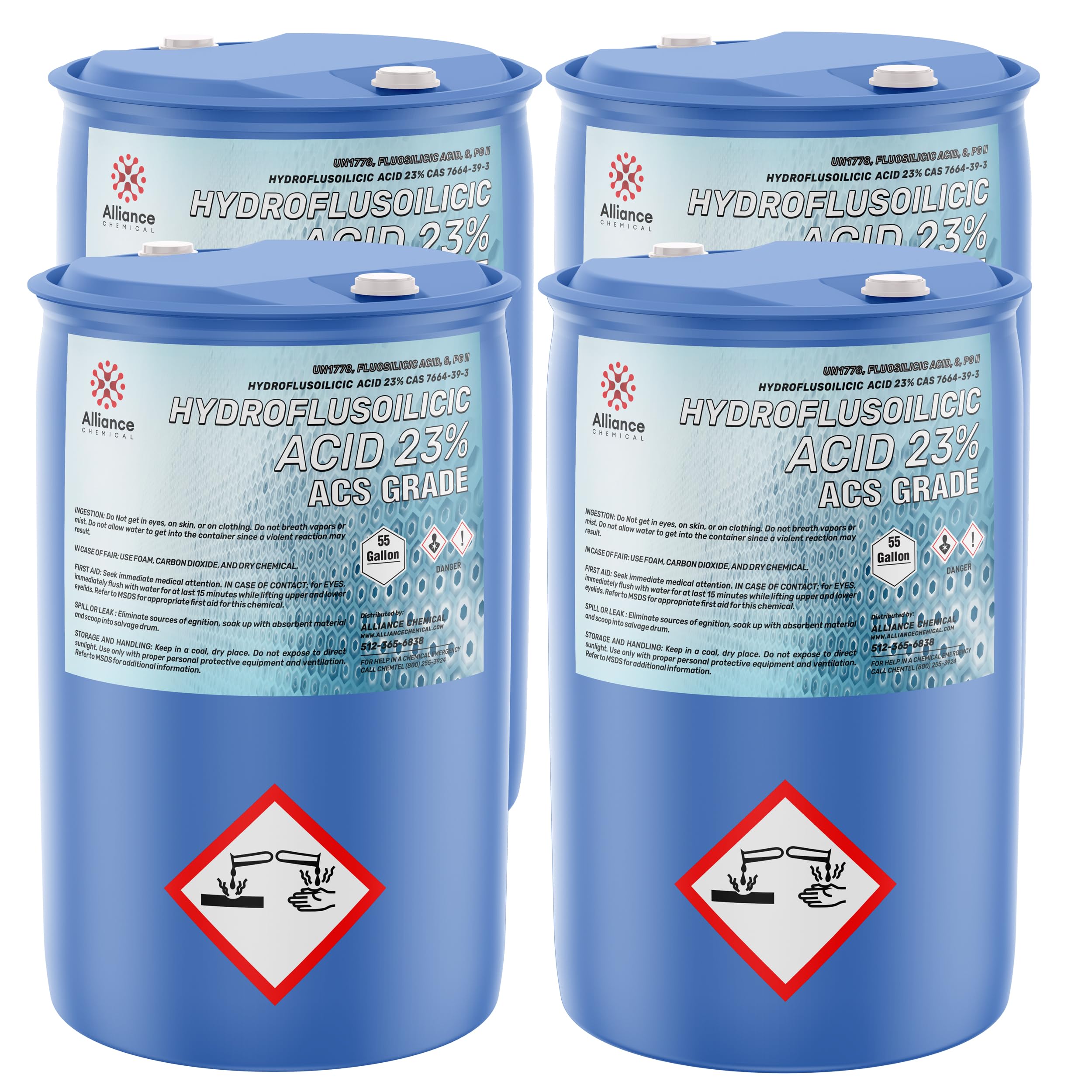 Hydrofluorosilicic Acid 23% (HFS) - 4 x 55 Gallon Drum