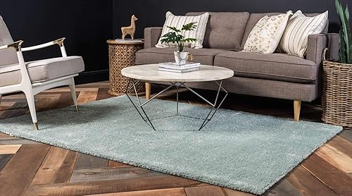 Miniatura 3 de Unique Loom Solo Collection - Alfombra de área Calabasas (3 pies 3 pulgadas x 5 pies 3 pulgadas, Rectangular, Azul Claro)