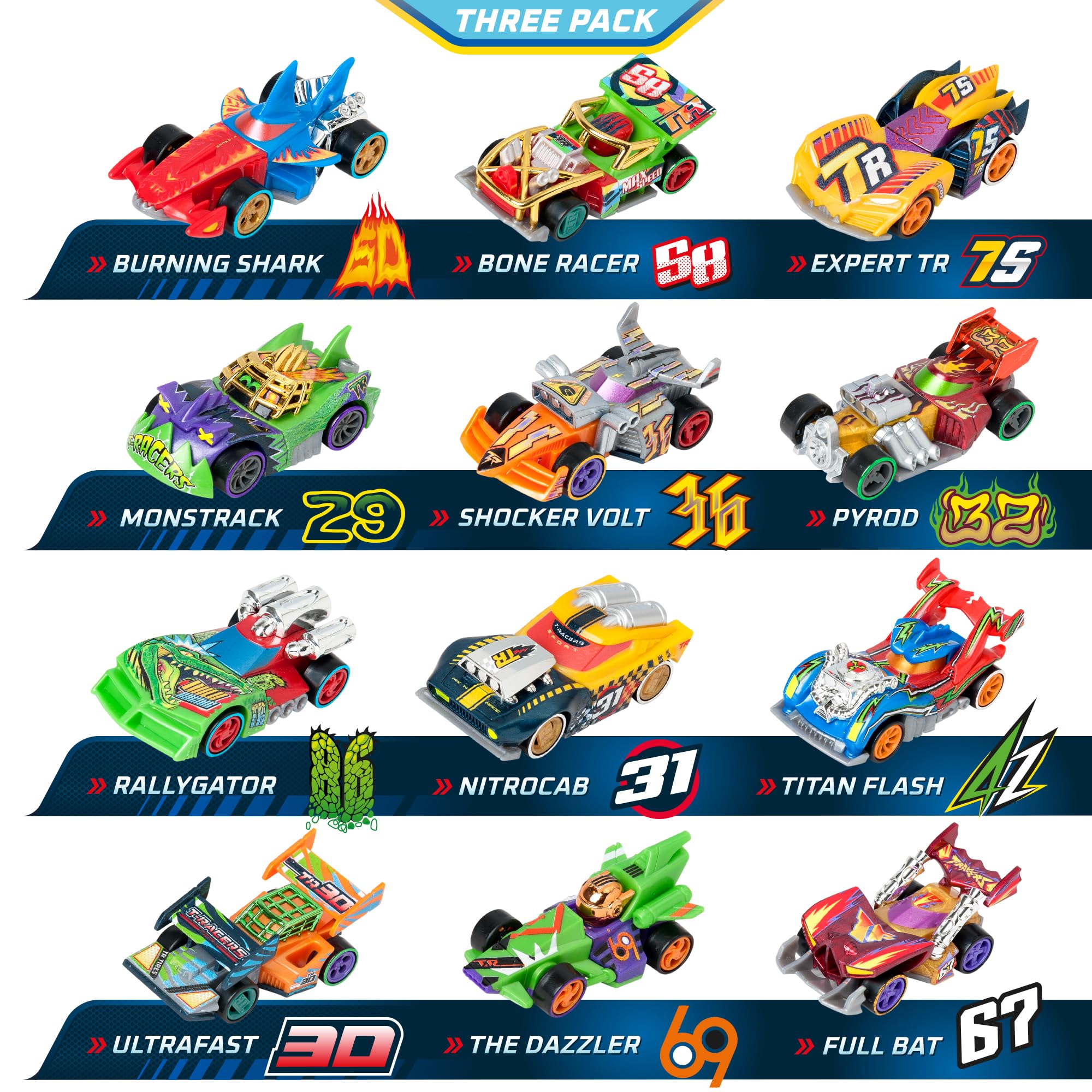 T-Racers Mix ´N Race 3 Pack – Pack de 3 Coches coleccionables. Coches Desmontables por Dos Partes y con Piezas Intercambiables. Pack 11/12