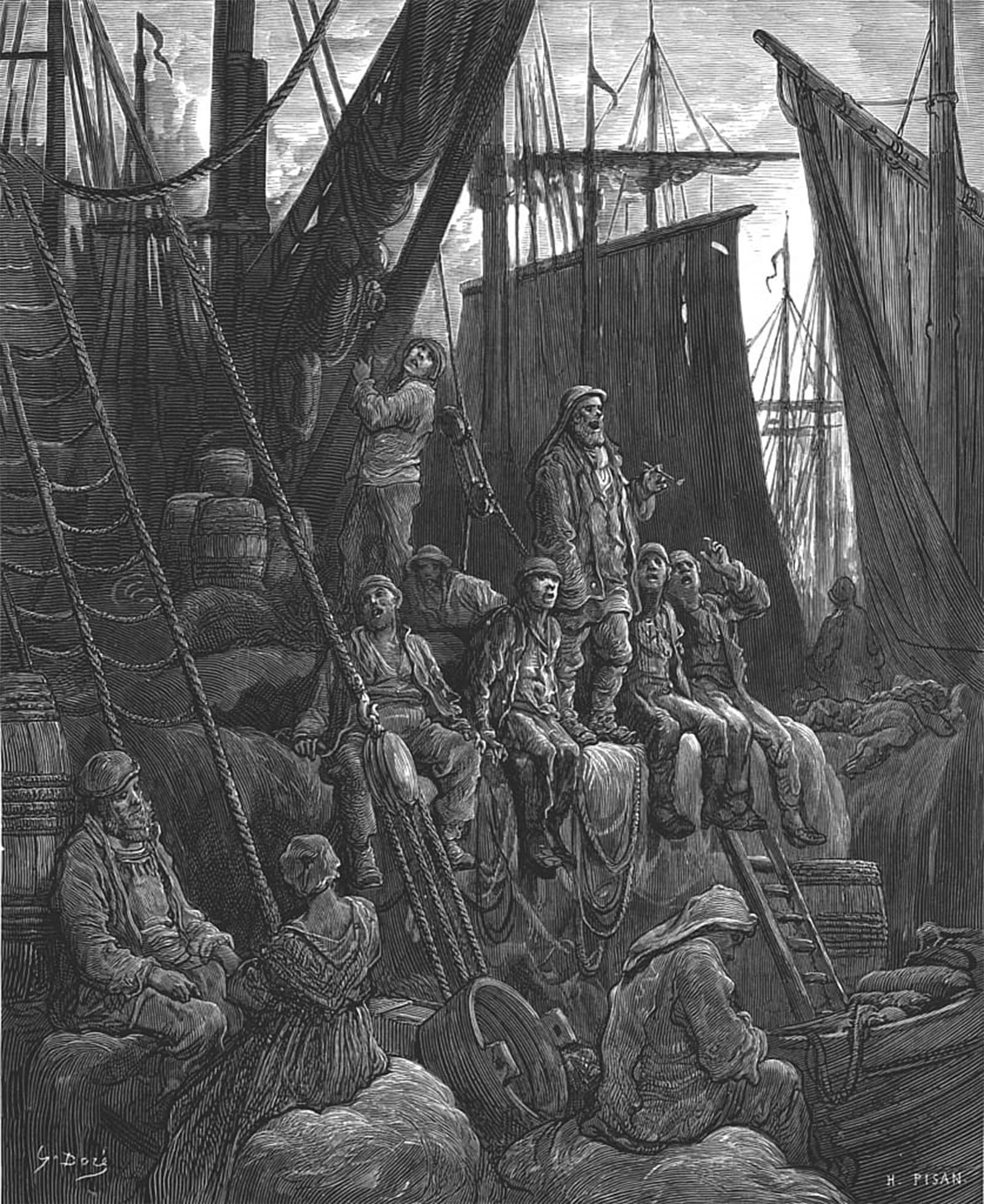 HRJUBWREE Retro Picture Art Painting Wall Poster off Billingsgate by Gustave Dore Vintage Art Print for Home Decor 60x90cm
