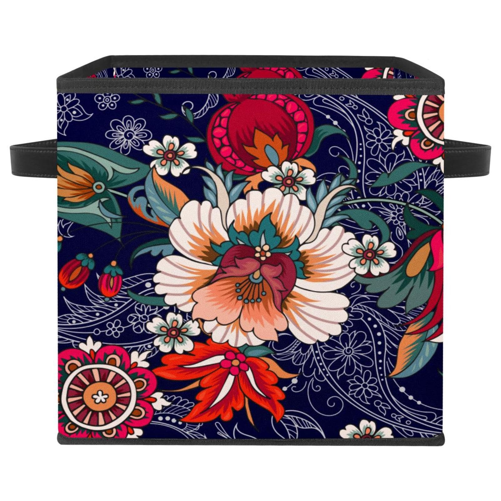 Panier de rangement en tissu pour chambre à coucher et placard au motif floral élégant