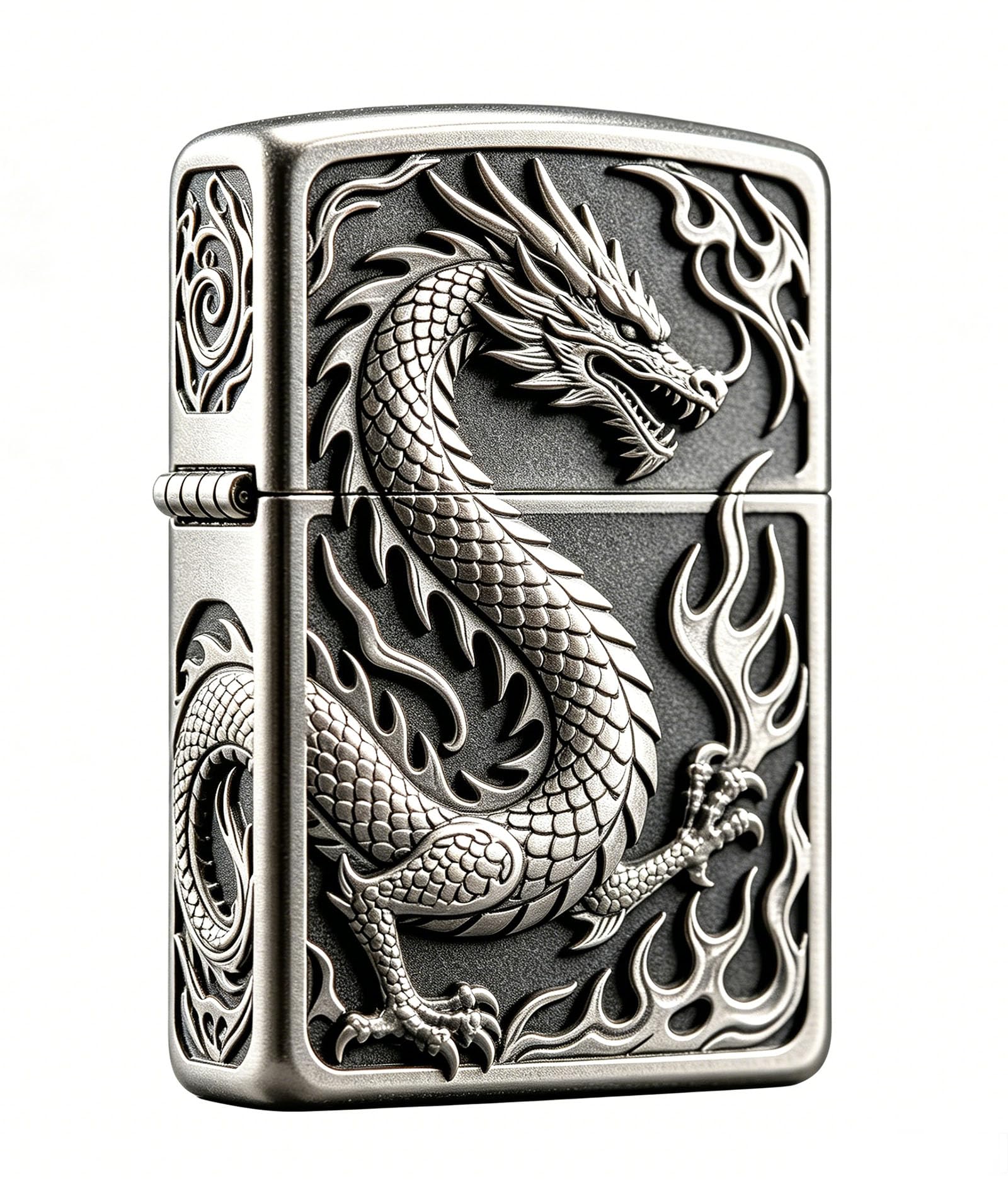 Carving Dragon Lighter Vintage Refillable Kerosene Soft Flame Trench Lighter for Outdoor Camping Travel and Household Use (B)