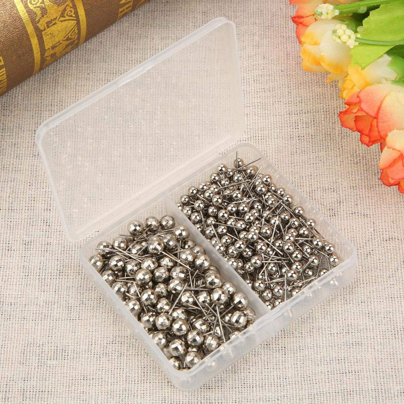 Spilli Da Cucito Con Testa Rotonda - 300 Pezzi, Argento | Perle Decorativi, Per Tessuti, Mappe, Sicuri - Foto 11