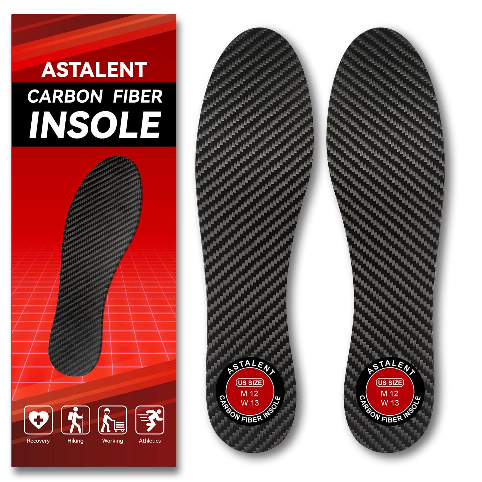 Carbon Fiber Insole 1 Pair, Rigid Thin Foot Plate Shoe Insert for Men Women, Support Turf Toe, Foot Fractures, Morton's Toe, Morton Extension, Hallux
