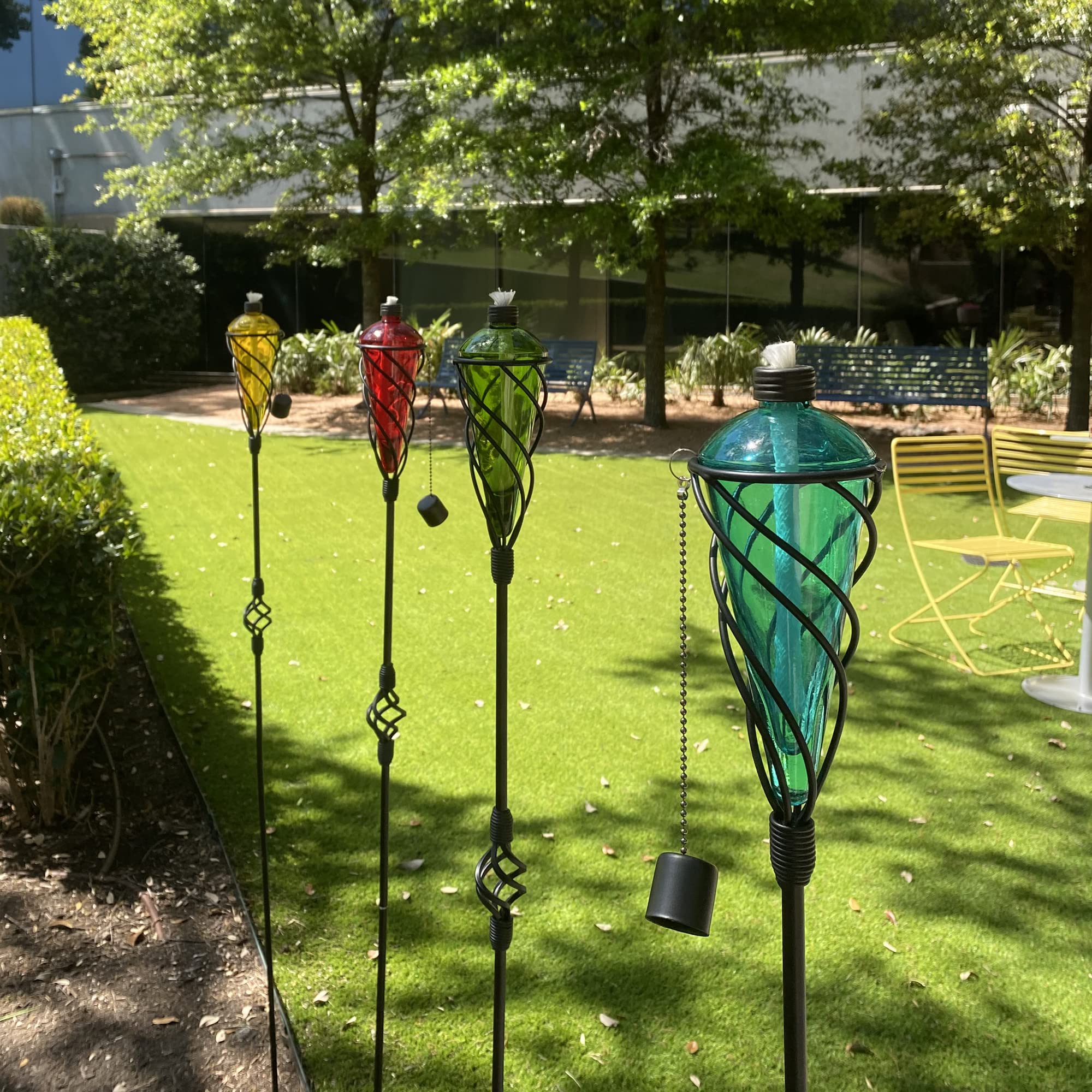 Westcharm Set of 4 Multi-Color 60 Inch Tall Glass Garden Torch