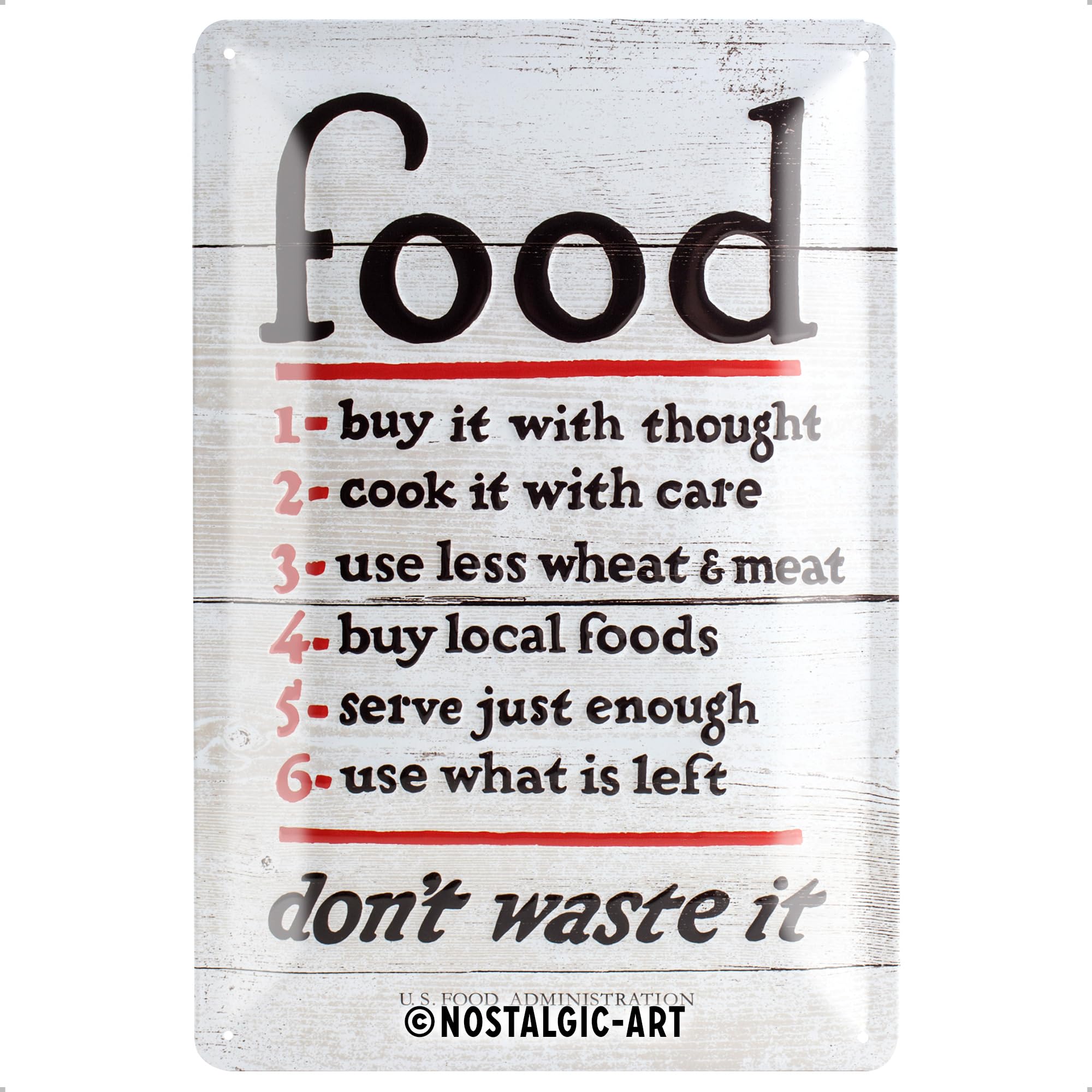 Nostalgic-Art Retro Tin Sign – Home & Country – Food Don’t Waste It – Kitchen gift idea, Metal Plaque, Vintage design for decoration, 20 x 30 cm