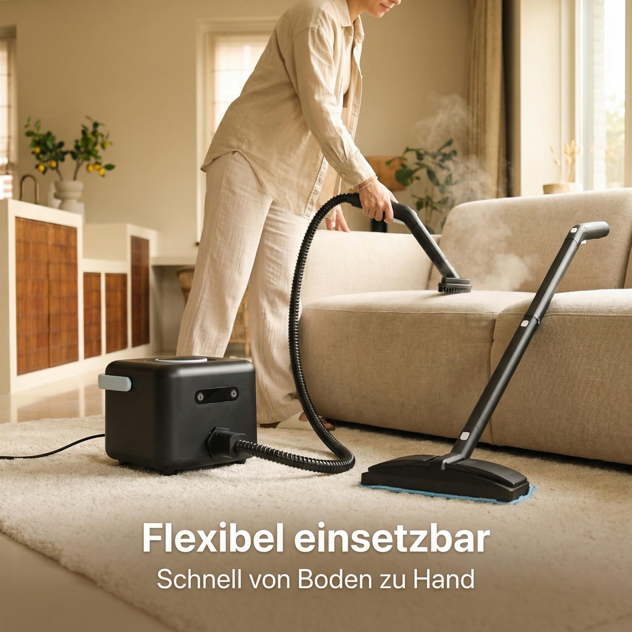 Dampfreiniger Multifunktion 1500W – 4 Bar Hochdruck Dampf, Schnelle Aufheizung, 21 Zubehörteile, Lange Laufzeit, Für Boden, Bad, Küche, Teppich & Auto – Chemiefreie Tiefenreinigung